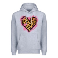 Heather Grey Leopard Pink Glitter Heart Premium Hoodie - Jasminsmagicworld