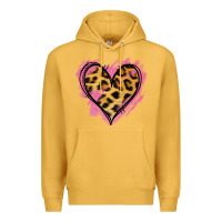 Mustard Leopard Pink Glitter Heart Premium Hoodie - Jasminsmagicworld
