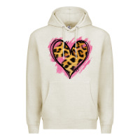 Oatmeal Heather Leopard Pink Glitter Heart Premium Hoodie - Jasminsmagicworld