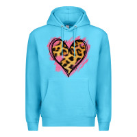 Ocean Blue Leopard Pink Glitter Heart Premium Hoodie - Jasminsmagicworld