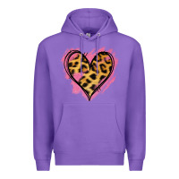Purple Leopard Pink Glitter Heart Premium Hoodie - Jasminsmagicworld