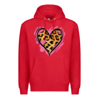 Red Leopard Pink Glitter Heart Premium Hoodie - Jasminsmagicworld