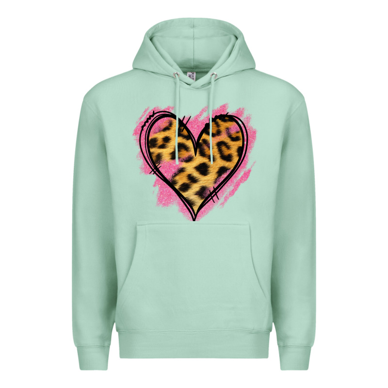 Leopard Pink Glitter Heart Premium Hoodie by Jasminsmagicworld | Teevron