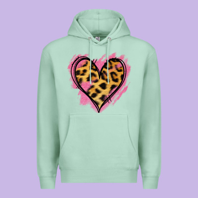 Leopard Pink Glitter Heart Premium Hoodie Designed By Jasminsmagicworld