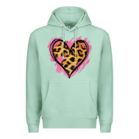 Seafoam Leopard Pink Glitter Heart Premium Hoodie - Jasminsmagicworld
