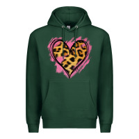 Sports Green Leopard Pink Glitter Heart Premium Hoodie - Jasminsmagicworld