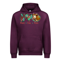 Mauve Wine Peace Love Cows Urban Hoodie - Jasminsmagicworld