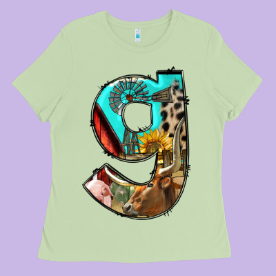 Farm Life Alphabet Lowercase Letters G Ladies Tee Designed By Bundleandbundleshop