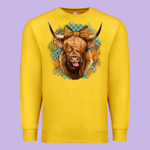 Fall Highland Cow Premium Sweatshirt Designed By Jasminsmagicworld