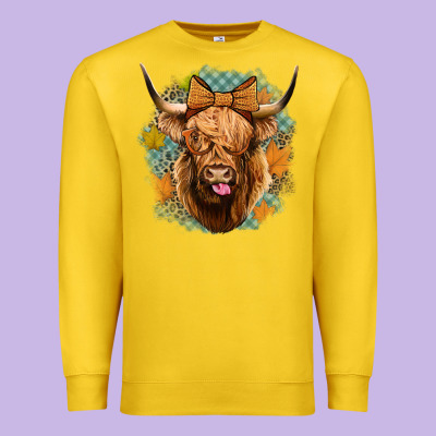 Fall Highland Cow Premium Sweatshirt Designed By Jasminsmagicworld