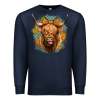 Navy fall highland cow Premium Sweatshirt - Jasminsmagicworld