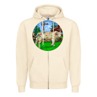 Sandshell Christmas Charolais Bull And Barnyard Zipper Hoodie - RanaPortraitStore
