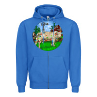 True Royal Christmas Charolais Bull And Barnyard Zipper Hoodie - RanaPortraitStore