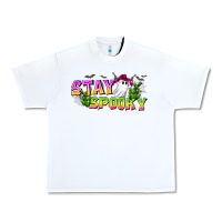 White Stay Spooky Urban Heavy Tee - CowhideDigitalArt