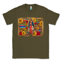 Army Green Our Lady Of Guadalupe Glitter Leopard Flowers Classic Tee - FaDigitalArtStudio