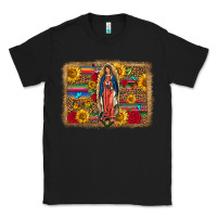 Black Our Lady Of Guadalupe Glitter Leopard Flowers Classic Tee - FaDigitalArtStudio