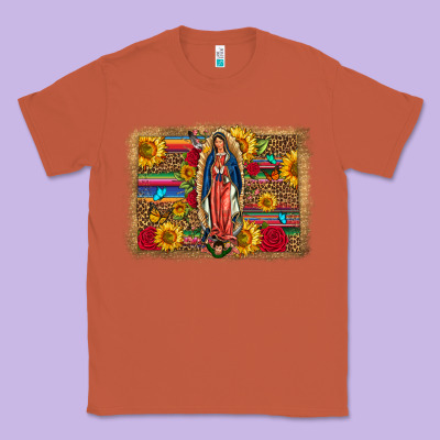 Our Lady Of Guadalupe Glitter Leopard Flowers Classic Tee Designed By Fadigitalartstudio