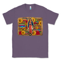 Lavender Our Lady Of Guadalupe Glitter Leopard Flowers Classic Tee - FaDigitalArtStudio