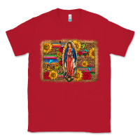 Red Our Lady Of Guadalupe Glitter Leopard Flowers Classic Tee - FaDigitalArtStudio