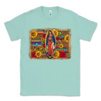 Seafoam Our Lady Of Guadalupe Glitter Leopard Flowers Classic Tee - FaDigitalArtStudio