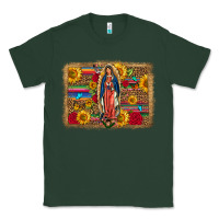 Sports Green Our Lady Of Guadalupe Glitter Leopard Flowers Classic Tee - FaDigitalArtStudio