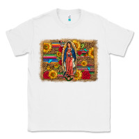 White Our Lady Of Guadalupe Glitter Leopard Flowers Classic Tee - FaDigitalArtStudio
