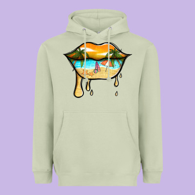 Beach Lips Heavyweight Hoodie Designed By Jasminsmagicworld