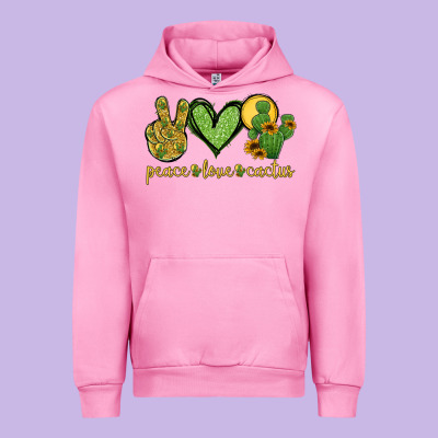 Peace Love Cactus Urban Hoodie Designed By Jasminsmagicworld