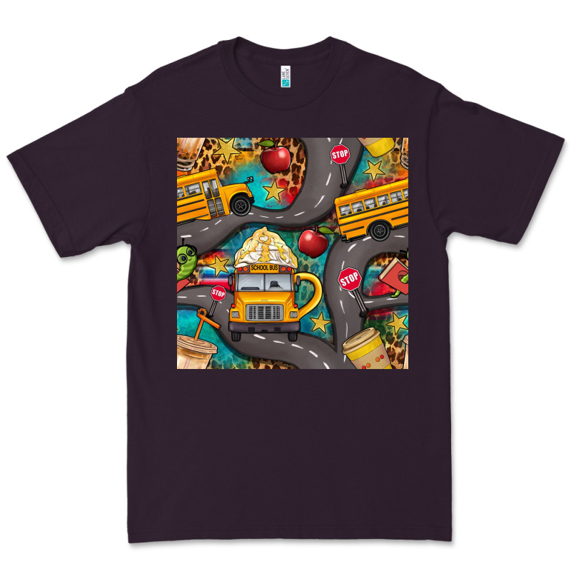 School Bus Coffee And Star With Leopard Seamless Pattern Bbs Premium Tee by BundleAndBundleShop | Teevron