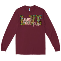 Burgundy love pig Long Sleeve Tee - SublimationCraftShop