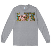 Heather Grey love pig Long Sleeve Tee - SublimationCraftShop