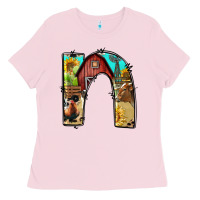 Bubblegum Pink farm life alphabet lowercase letters n Ladies Tee - BundleAndBundleShop