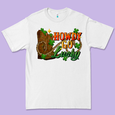 Howdy Go Lucky St. Patricks Day Premium Tee Designed By Fadigitalartstudio