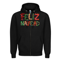 Black feliz navidad Spanish christmas Zipper Hoodie - Jasminsmagicworld
