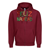 Burgundy feliz navidad Spanish christmas Zipper Hoodie - Jasminsmagicworld