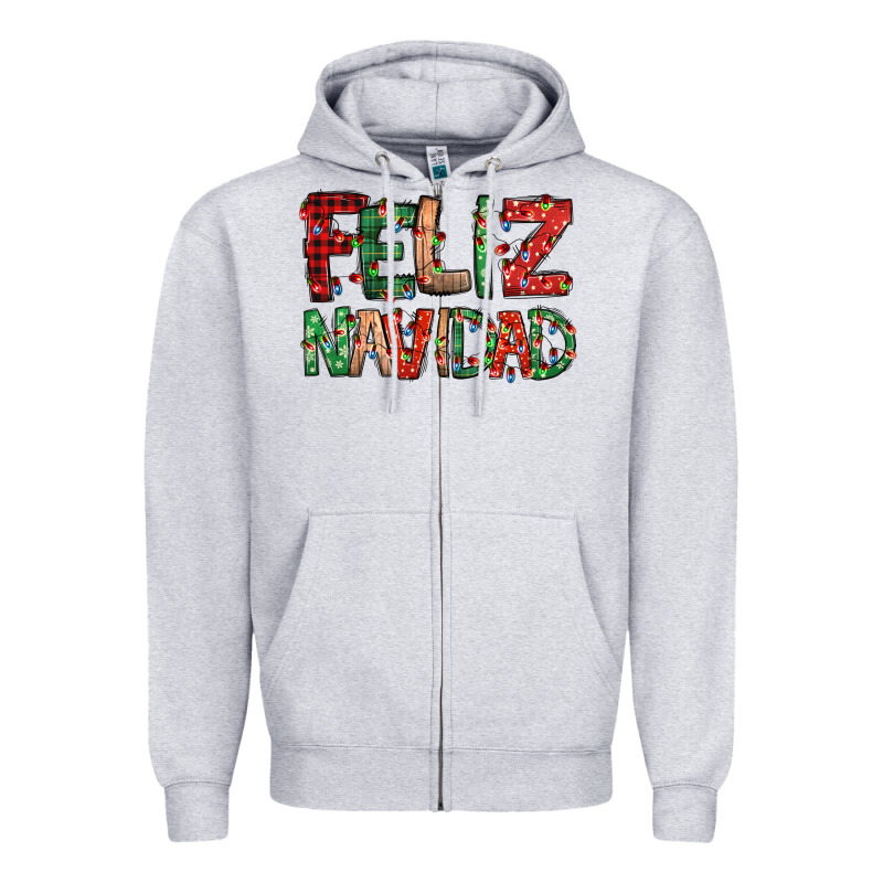 Feliz Navidad Spanish Christmas Zipper Hoodie by Jasminsmagicworld | Teevron