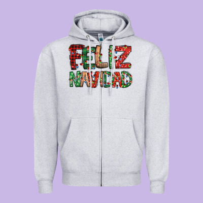 Feliz Navidad Spanish Christmas Zipper Hoodie Designed By Jasminsmagicworld