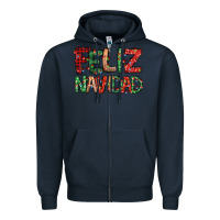 Navy feliz navidad Spanish christmas Zipper Hoodie - Jasminsmagicworld