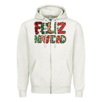 Oatmeal Heather feliz navidad Spanish christmas Zipper Hoodie - Jasminsmagicworld