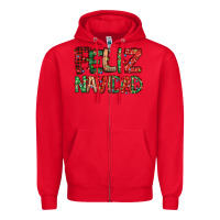 Red feliz navidad Spanish christmas Zipper Hoodie - Jasminsmagicworld