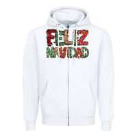 White feliz navidad Spanish christmas Zipper Hoodie - Jasminsmagicworld