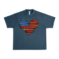 Midnight Navy american leopard brushstroke heart Urban Heavy Tee - Jasminsmagicworld