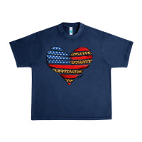 Navy american leopard brushstroke heart Urban Heavy Tee - Jasminsmagicworld