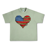 Oil Green american leopard brushstroke heart Urban Heavy Tee - Jasminsmagicworld
