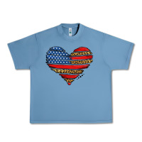 Pebble Blue american leopard brushstroke heart Urban Heavy Tee - Jasminsmagicworld