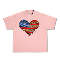 Salmon american leopard brushstroke heart Urban Heavy Tee - Jasminsmagicworld