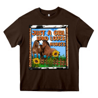 Chocolate Brown western just a girl who loves horses Heavy Core Tee - OliviaCreatesArt