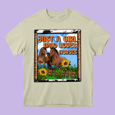 Western Just A Girl Who Loves Horses Heavy Core Tee Designed By Oliviacreatesart