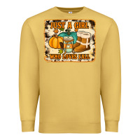 Antique Gold just a girl who loves fall cowhide background Premium Sweatshirt - Jasminsmagicworld