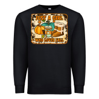 Black just a girl who loves fall cowhide background Premium Sweatshirt - Jasminsmagicworld